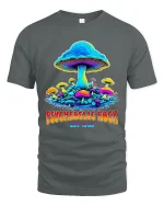 Psychedelic Rock Magic Mushroom Trippy Art Graphic Tshirt - gray t-shirt on white background
