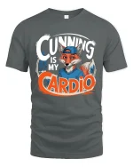 Cunning Is My Cardio Funny Fox Fitness Graphic Tshirt - gray t-shirt on white background
