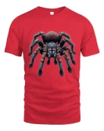Realistic Tarantula Dark Nature Art Graphic Tshirt - red t-shirt on white background