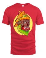 Edgy Skull Street Art Rebel Style Graphic Tshirt - red t-shirt on white background