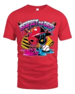 Respect The Drip Baseball Street Art Graphic Tshirt Style - red t-shirt on white background