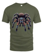 Realistic Tarantula Dark Nature Art Graphic Tshirt - military green t-shirt on white background