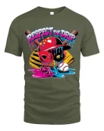 Respect The Drip Baseball Street Art Graphic Tshirt Style - military green t-shirt on white background