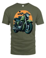 Vintage Motorcycle Rider Spirit Classic Bike Art Graphic Tshirt - military green t-shirt on white background