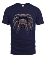 Realistic Tarantula Dark Nature Art Graphic Tshirt - navy t-shirt on white background