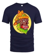 Edgy Skull Street Art Rebel Style Graphic Tshirt - navy t-shirt on white background