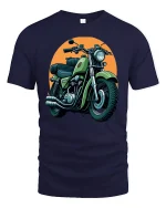Vintage Motorcycle Rider Spirit Classic Bike Art Graphic Tshirt - navy t-shirt on white background