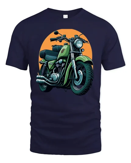 Vintage Motorcycle Rider Spirit Classic Bike Art Graphic Tshirt - navy t-shirt on white background