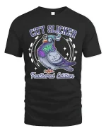 City Slicker Pigeon Cartoon Tshirt Funny Urban Street Style - black t-shirt on white background