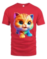 Cute Rainbow Kitten Cartoon Tshirt Adorable Happy Color Vibes - red t-shirt on white background