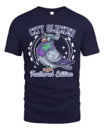 City Slicker Pigeon Cartoon Tshirt Funny Urban Street Style - navy t-shirt on white background
