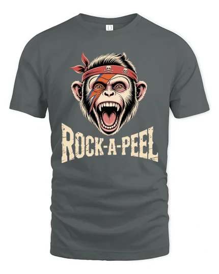 Rock A Peel Monkey Graphic Tshirt Loud Funny Rebel Street Art - gray t-shirt on white background