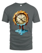 Melting Time Clock Surreal Art Tshirt Dreamy Vintage Style - gray t-shirt on white background