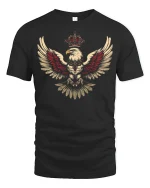 Royal Crowned Eagle Power Emblem Graphic T Shirt - black t-shirt on white background