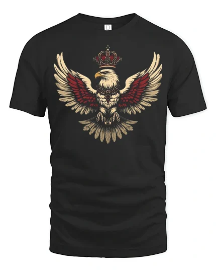 Royal Crowned Eagle Power Emblem Graphic T Shirt - black t-shirt on white background