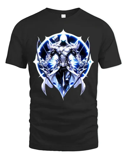 Shadow Archer Mythic Assassin Fantasy Art Graphic T Shirt - black t-shirt on white background