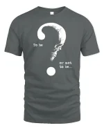To Be Or Not To Be Skull Question Mark Art Graphic T Shirt - gray t-shirt on white background