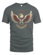 Royal Crowned Eagle Power Emblem Graphic T Shirt - gray t-shirt on white background