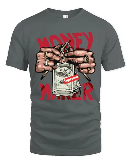 Money Maker Hustle Hands Cash Street Art Graphic T Shirt - gray t-shirt on white background