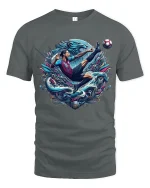 Epic Soccer Kick Action Art Graphic T Shirt Tee - gray t-shirt on white background