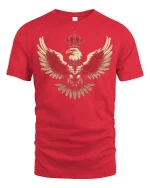 Royal Crowned Eagle Power Emblem Graphic T Shirt - red t-shirt on white background
