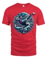 Epic Soccer Kick Action Art Graphic T Shirt Tee - red t-shirt on white background