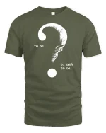 To Be Or Not To Be Skull Question Mark Art Graphic T Shirt - military green t-shirt on white background