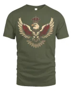 Royal Crowned Eagle Power Emblem Graphic T Shirt - military green t-shirt on white background