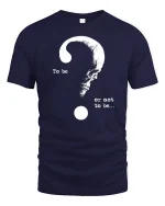 To Be Or Not To Be Skull Question Mark Art Graphic T Shirt - navy t-shirt on white background