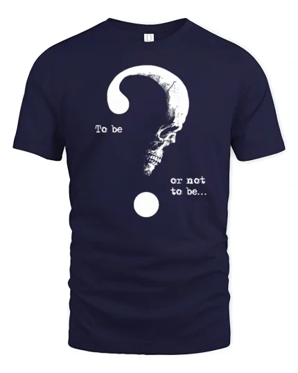 To Be Or Not To Be Skull Question Mark Art Graphic T Shirt - navy t-shirt on white background