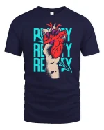 Poetry Ready Heart Rebellion Art Graphic T Shirt - navy t-shirt on white background