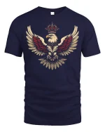 Royal Crowned Eagle Power Emblem Graphic T Shirt - navy t-shirt on white background