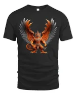 Fierce Winged Demon Warrior Fantasy Art Graphic T Shirt - black t-shirt on white background