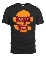 Retro Pop Art Skull Graphic T Shirt With Bold Urban Style - black t-shirt on white background