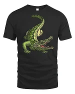 Fierce Alligator Illustration Graphic T Shirt With Wild Style - black t-shirt on white background