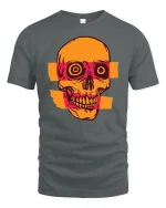 Retro Pop Art Skull Graphic T Shirt With Bold Urban Style - gray t-shirt on white background