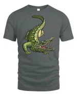 Fierce Alligator Illustration Graphic T Shirt With Wild Style - gray t-shirt on white background