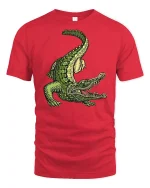 Fierce Alligator Illustration Graphic T Shirt With Wild Style - red t-shirt on white background