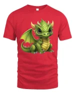 Cute Baby Dragon Fantasy Art Graphic T Shirt Tee - red t-shirt on white background