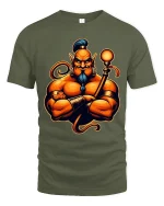 Powerful Mystic Genie Warrior Fantasy Illustration Graphic T Shirt - military green t-shirt on white background