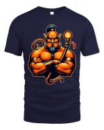 Powerful Mystic Genie Warrior Fantasy Illustration Graphic T Shirt - navy t-shirt on white background