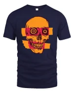Retro Pop Art Skull Graphic T Shirt With Bold Urban Style - navy t-shirt on white background