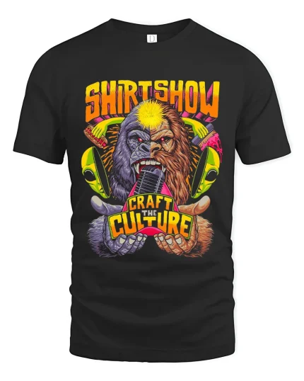 Shritshow Craft The Culture Gorilla Mic Street Art Graphic Tee - black t-shirt on white background