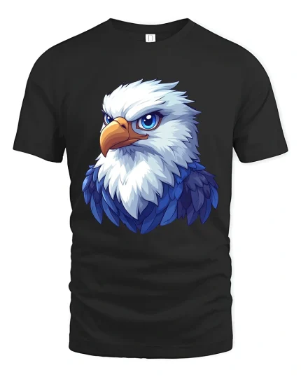 Majestic Bald Eagle Illustration Patriotic American Graphic Tee - black t-shirt on white background