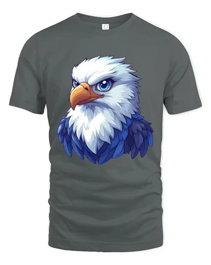 Majestic Bald Eagle Illustration Patriotic American Graphic Tee - gray t-shirt on white background