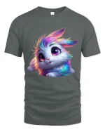 Cute Rainbow Bunny Fantasy Animal Art Graphic Tee Tshirt - gray t-shirt on white background