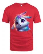 Cute Rainbow Bunny Fantasy Animal Art Graphic Tee Tshirt - red t-shirt on white background
