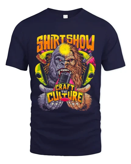 Shritshow Craft The Culture Gorilla Mic Street Art Graphic Tee - navy t-shirt on white background