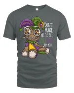 Dont Make Me Go All Voodoo Funny Doll Graphic Tee - gray t-shirt on white background