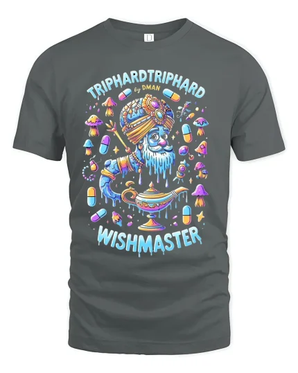 Triphard Triphard Wishmaster Psychedelic Genie Art Graphic Tee - gray t-shirt on white background